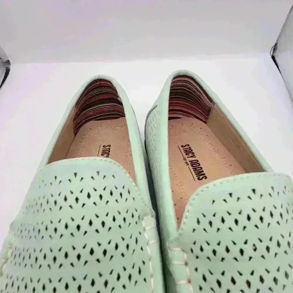 New not Box Stacy Addams Loafers Perforated Shoes Mens Suede Slip-on  9M - Picture 8 of 10